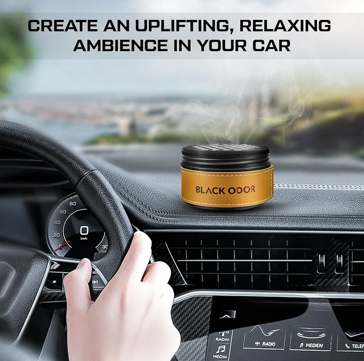 Black Odor Premium Gel Can Perfume Car Dashboard Air Freshener Leather Decorative Aromatherapy BO-04