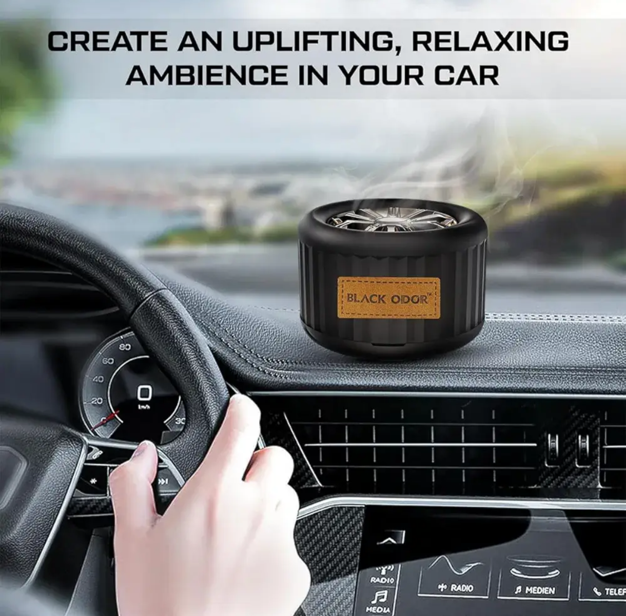 Lucky Wheel Black ODOR Car Air Freshener - Essential Oil Perfume for Vehicles - Pleasant Scents - Long-Lasting Dashboard Fragrance - Air Vent & Interior Aroma Diffuser (BLACK ICE)