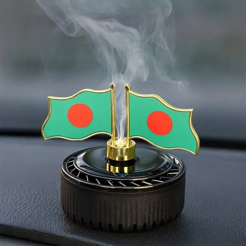 Bangladesh Flag Solar Car Perfume & Showpiece – Stylish Dashboard Decoration