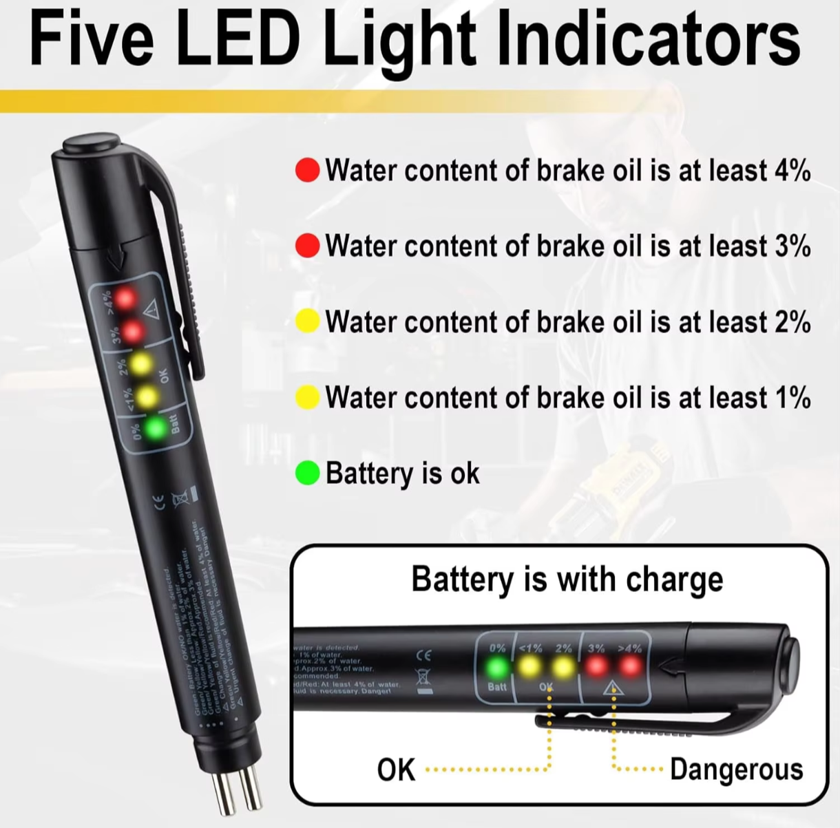 1PC Brake Fluid Tester High Precision Portable Use Safety Quality Assurance OBD2 Brake Oil Detector Test Pen Oil Test Pen