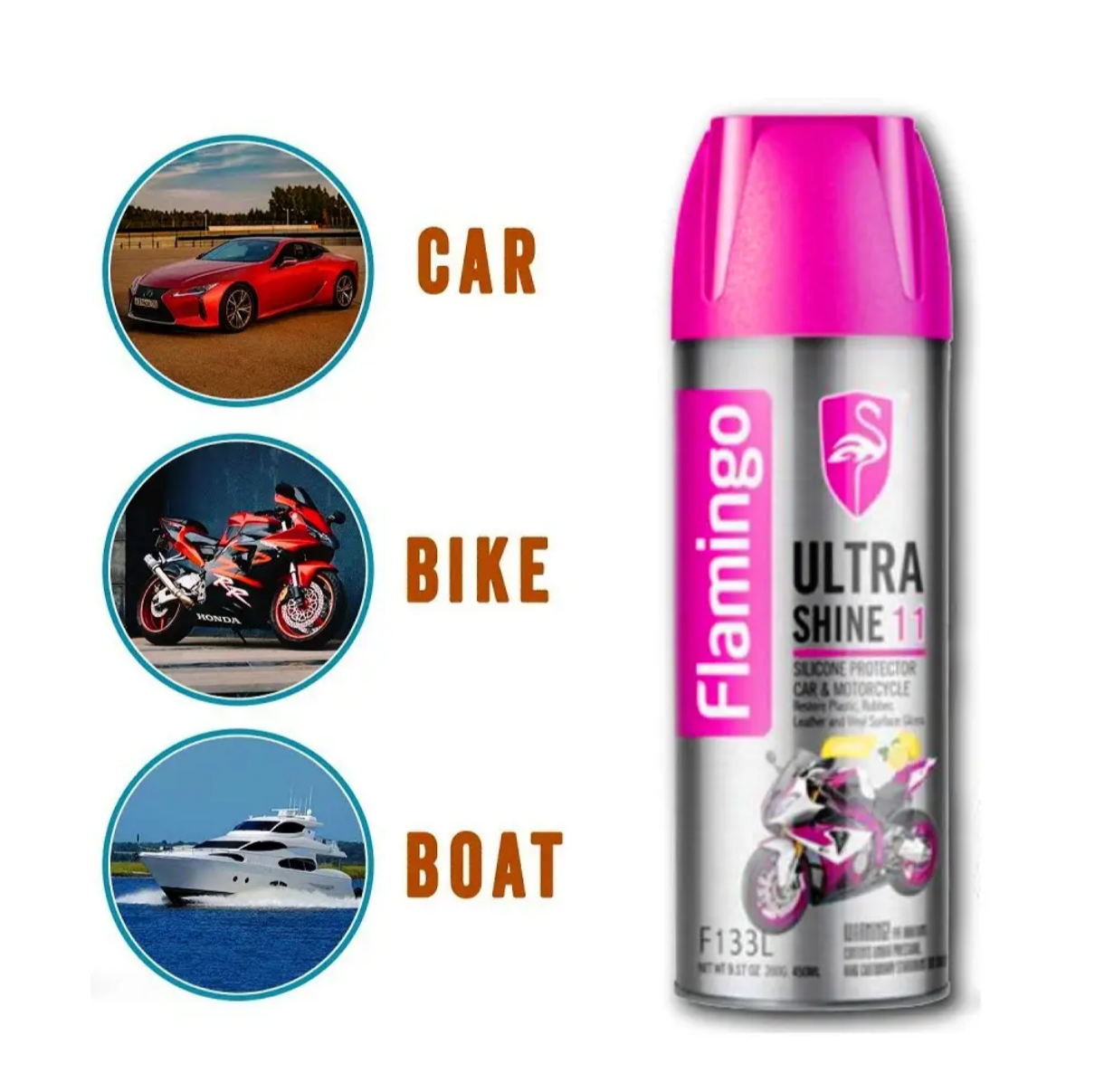 Flamingo Ultra Shine11 Silicone Protector Car & Motorbike-450ml