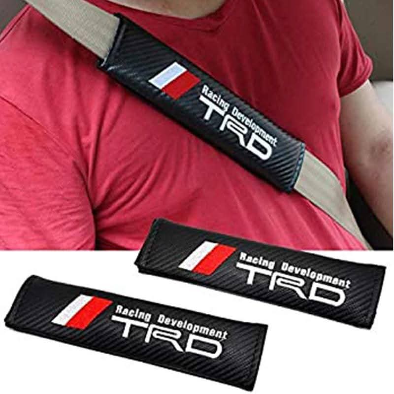 2pcs/set Carbon fiber Seat belt Shoulder Pads covers Toyota TRD Logo